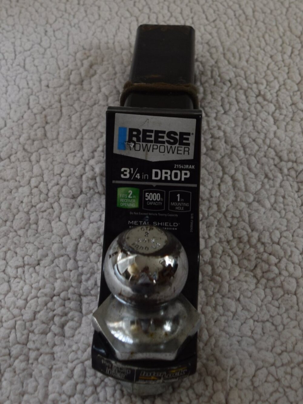 Reese Towpower 21543RAK 3-1/4” Drop Trailer Hitch Ball Mount Kit 2” Ball & Lock - Picture 5 of 6